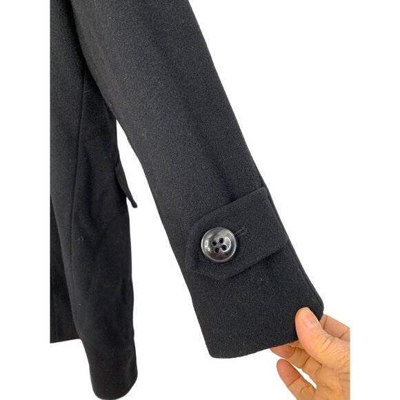 London Fog XL Women Black Wool Peacoat 7994 Button Coat Pockets Raglan A-line - Picture 7 of 12